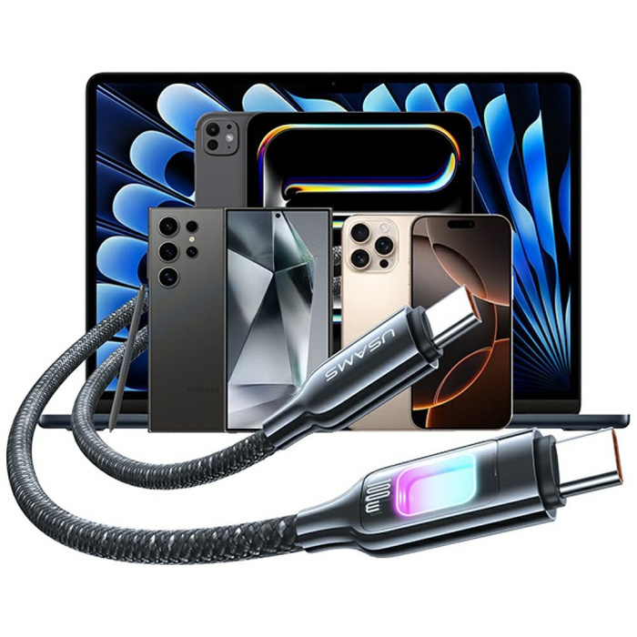 Kabel USAMS TC Series SJ750 100W USB-C   do USB-C 1,2 m tytanowy