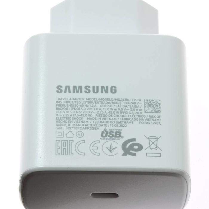 Oryginalna ŁADOWARKA SAMSUNG 45W EP-TA845EWE Super Fast Charging Galaxy S23 S24 Ultra Biały