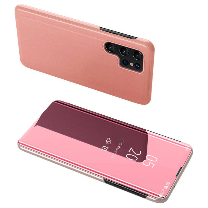 Etui Clear View Case Etui Do Samsung Galaxy S23 Ultra Pokrowiec Z Klapką Różowe Case Case