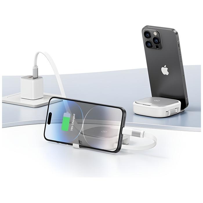 USAMS Kabel rozwijany 3w1 z pudełkiem MicroUSB/USB-C/Lightning 60W fioletowy/purple SJ650USB03 (US-SJ650)