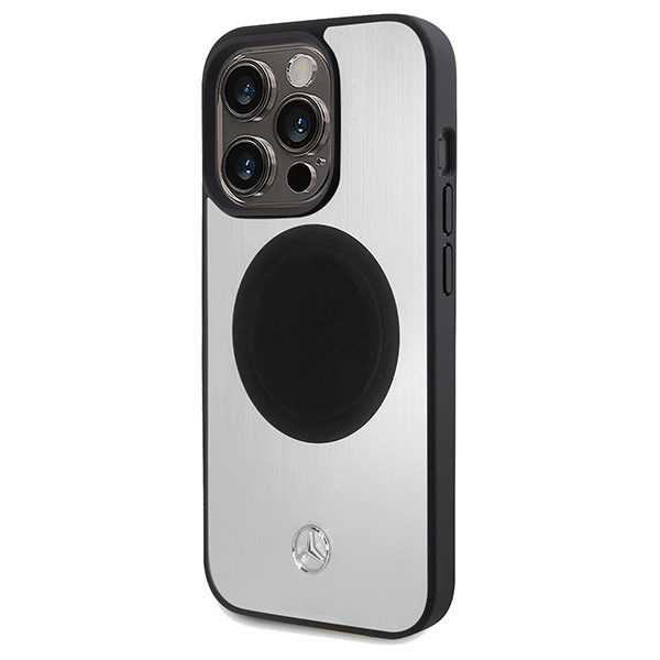 Etui Mercedes MEHMP15L23ACMS iPhone 15 Pro 6.1" srebrny/silver hardcase Leather&Alu MagSafe Case