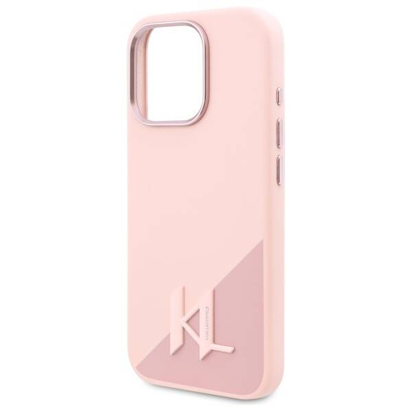 Etui Karl Lagerfeld iPhone 16 Pro 6.3" różowy/pink hardcase Silicone Shadow Metal Initial MagSafe