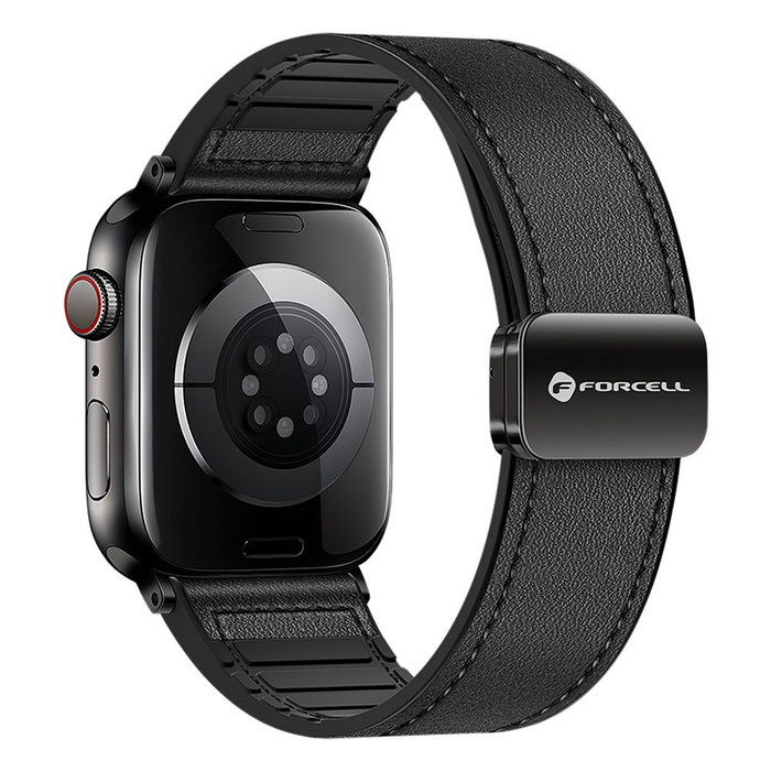 Pasek do Apple Watch Forcell F-Design FA21 magnetyczny skóra ekologiczna 42 / 44 / 45 / 49 mm czarny