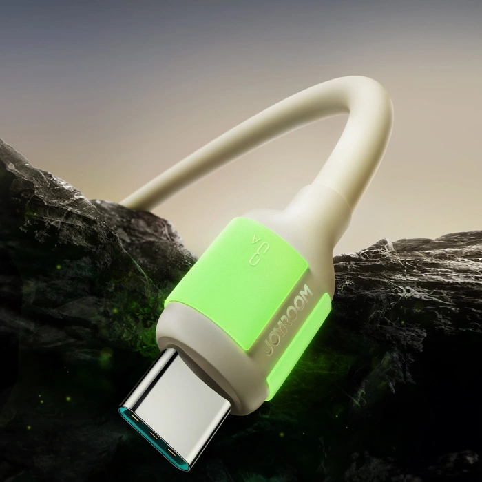 Kabel Joyroom S-A53 3A USB-A - USB-C z fluorescencyjną końcówką 2 m - beżowy