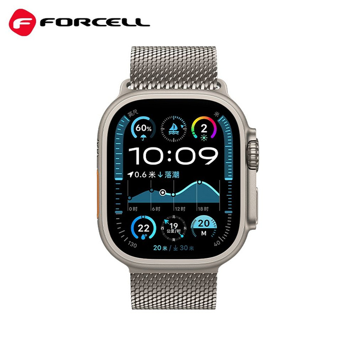 Pasek do Apple Watch Forcell F-Design FA11 zatrzask stal 42 / 44 / 45 / 49 mm srebrny