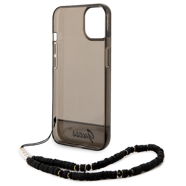 Etui GUESS Apple iPhone 14 Translucent Pearl Strap Czarny Hardcase