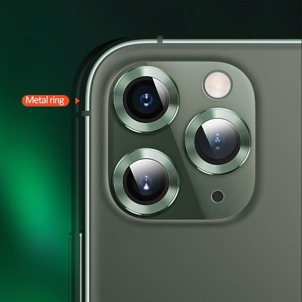 Szkło Hartowane USAMS Apple iPhone 11 Pro Max Camera Lens Metal Ring Srebrny Glass