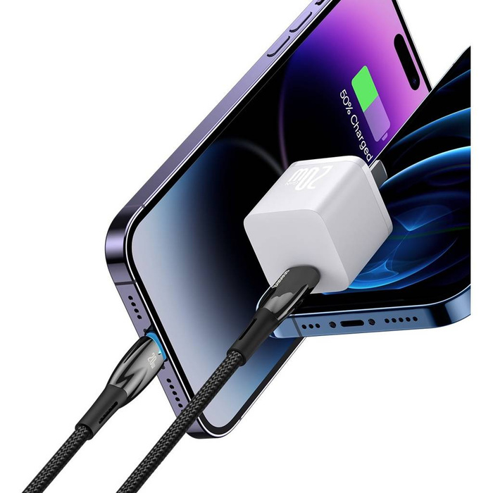 Baseus Glimmer Series kabel z szybkim ładowaniem USB-C - Lightning 480Mb/s PD 20W 2m czarny