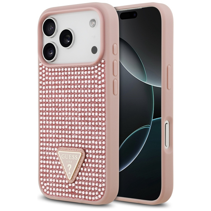 Etui Guess Rhinestone Triangle Logo do   iPhone 17 Pro różowy