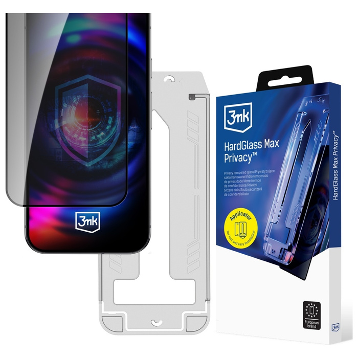 Szkło hartowane 3MK HardGlass Max        Privacy z aplikatorem do Apple iPhone 15 Plus/16 Plus