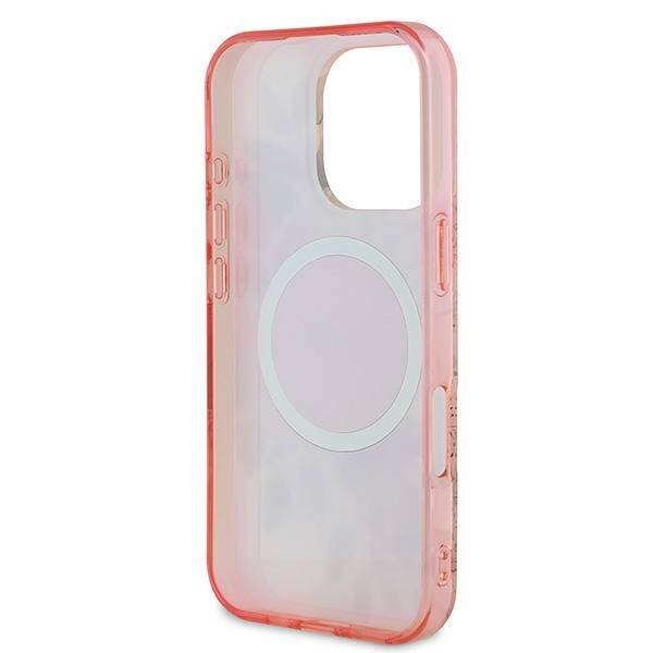 Etui Guess iPhone 16 Pro 6.3" różowy/pink hardcase IML Flower & Tonal Circle MagSafe