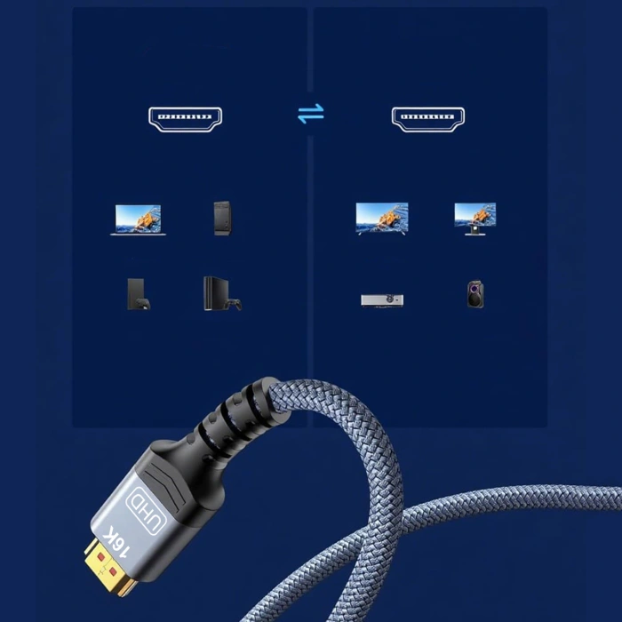 Kabel Wozinsky WPS-16AYL1S DisplayPort 2.1 Certyfikowany VESA 80 Gb/s 16K@60Hz 8K@120Hz 4K@240Hz HDR HDCP DSC 1m - czarny
