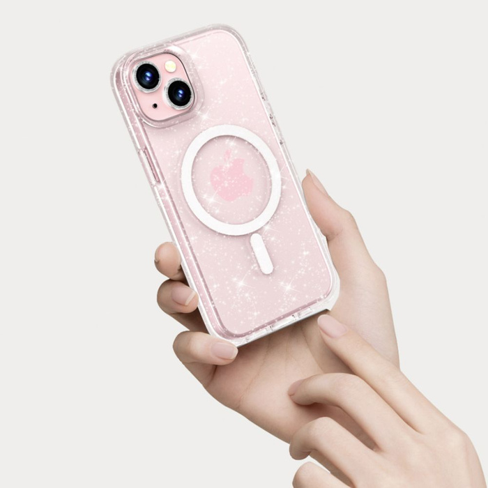 Etui Tech-protect Flexair Hybrid Magsafe iPhone 15 Pro Glitter Clear Case