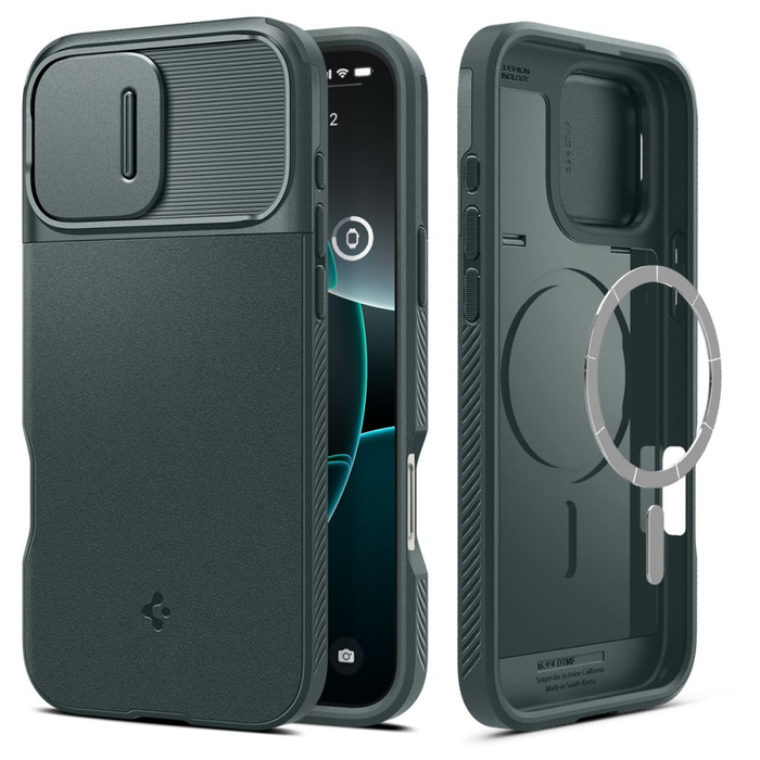 ETUI SPIGEN OPTIK ARMOR MAG MAGSAFE IPHONE 16 PRO MAX ABYSS GREEN