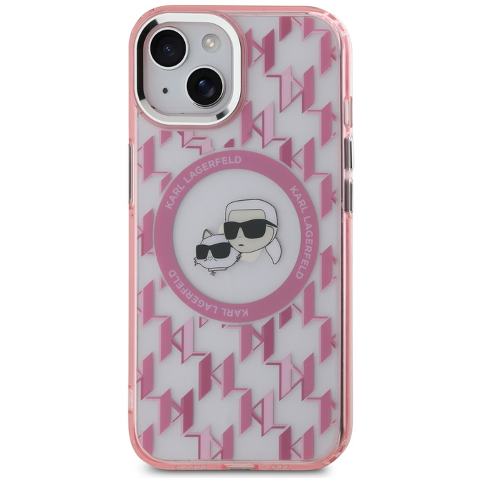 Karl Lagerfeld KLHMP15SHMCKMHP iPhone 15 6.1" różowy/pink IML Monogram Karl&Choupette Head MagSafe