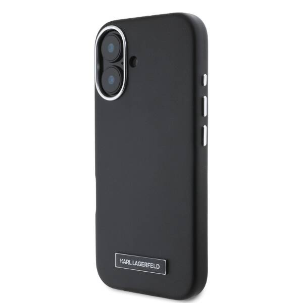 Etui Karl Lagerfeld iPhone 16 6.1" czarny/black hardcase FW Metal Plate MagSafe