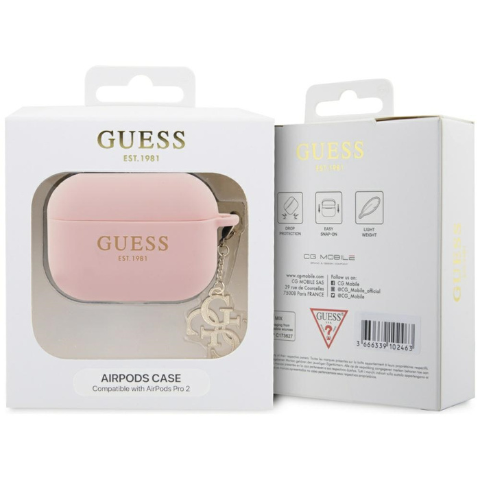 Etui Guess GUAP2LECG4P AirPods Pro 2 cover różowy/pink Liquid Silicone Glitter Triangle Charm Case