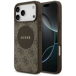 Etui Guess 4G Circle Classic Logo MagSafe do iPhone 17 Pro Max brązowy
