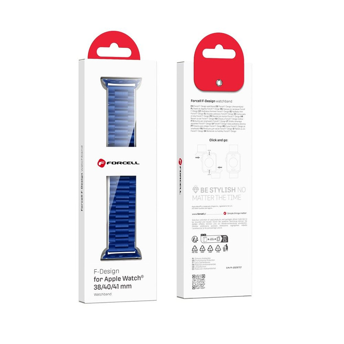 FORCELL F-DESIGN FA10 pasek do APPLE Watch 42 / 44 / 45 / 49 mm niebieski