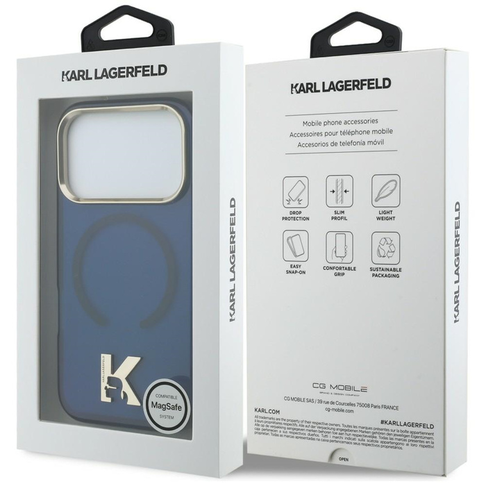 Etui Karl Lagerfeld IML K Head Logo      MagSafe do iPhone 17 Pro niebieski