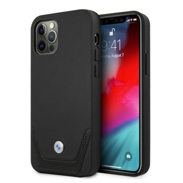 Etui BMW Apple iPhone 12 12 Pro Leather Perforate Czarny Hardcase