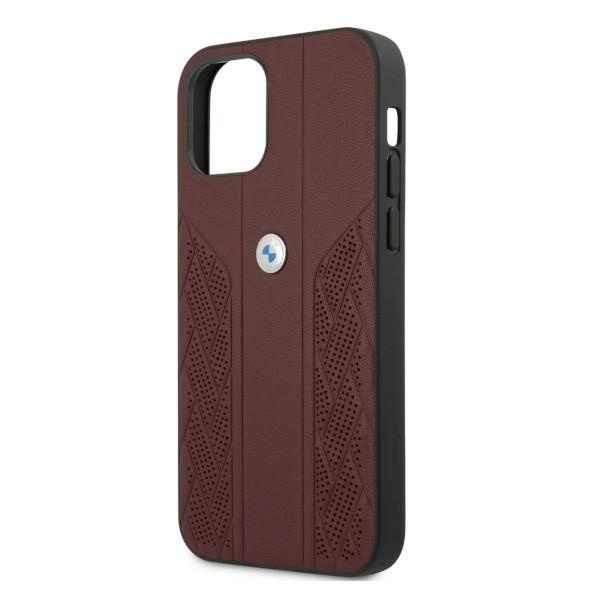 Etui BMW Apple iPhone 12 12 Pro Leather Curve Perforate Czerwony Hardcase