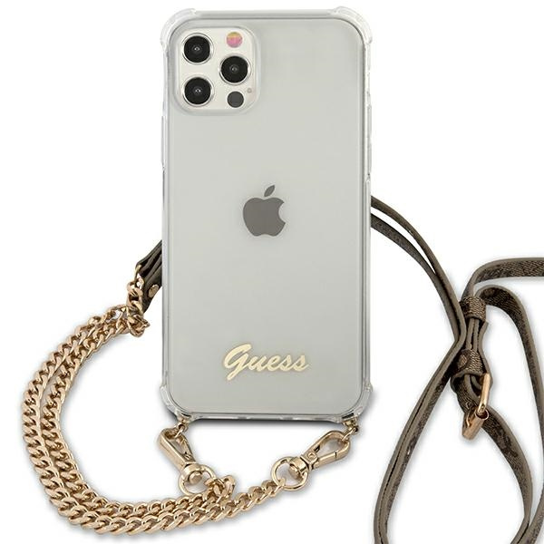 Etui GUESS Apple iPhone 12 12 Pro 4G Gold Chain Bezbarwny Hardcase