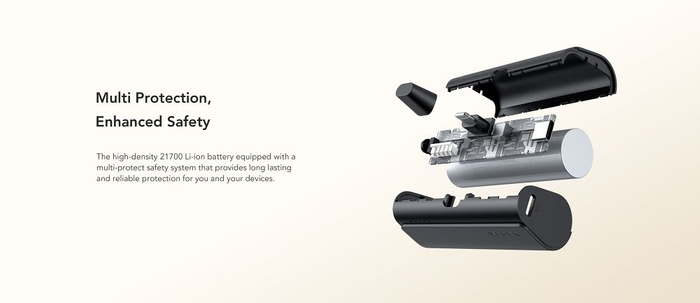 VEGER powerbank 5000 mAh z wbudowanym złączem Lightning PD QC3.0 3A 20W PlugOn (W0556P) czarny