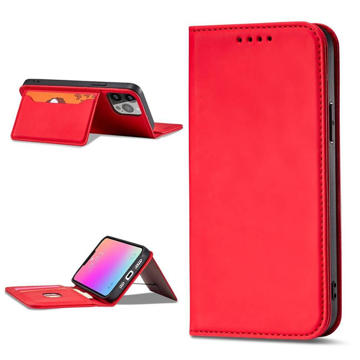 Magnet Card Case etui Samsung Galaxy A23 5G pokrowiec z klapką portfel podstawka czerwone