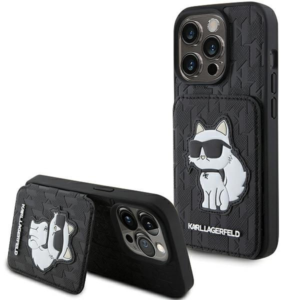 Etui Karl Lagerfeld KLHCP15XSAKCNSCK iPhone 15 Pro Max 6.7" czarny/black hardcase Saffiano Cardslots and Stand Monogram Choupette