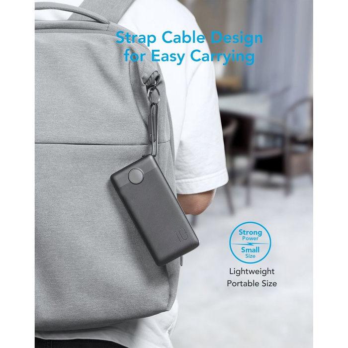 VEGER powerbank 10000 mAh z wbudowanymi kablami Micro USB / Typ C / Lightning C10 (W1116) czarny