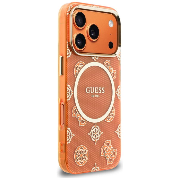 Etui Guess IML Peony Dot MagSafe do      iPhone 17 Pro pomarańczowy