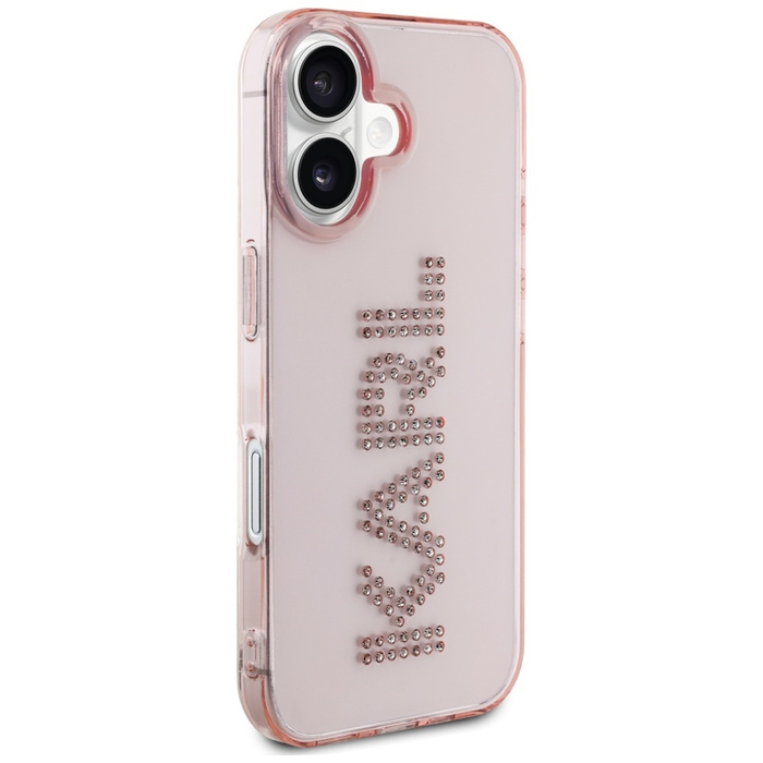 Etui Karl Lagerfeld IML Rhinestones Logo do iPhone 16 różowy