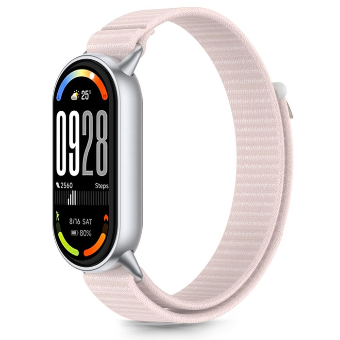 PASEK TECH-PROTECT XIAOMI SMART BAND 8 / 9 / 10 / NFC NYLON STRIPE RÓŻOWY SZARY