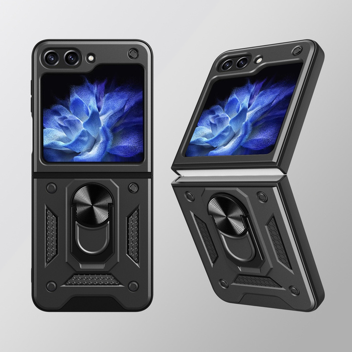 Etui pancerne Hybrid Armor Camshield do Galaxy Z Flip 5 5G z osłoną na aparat - różowe