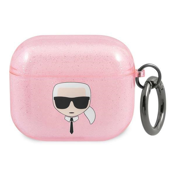Etui KARL LAGERFELD Apple AirPods 3 Cover Glitter Karl`s Head Różowy Case