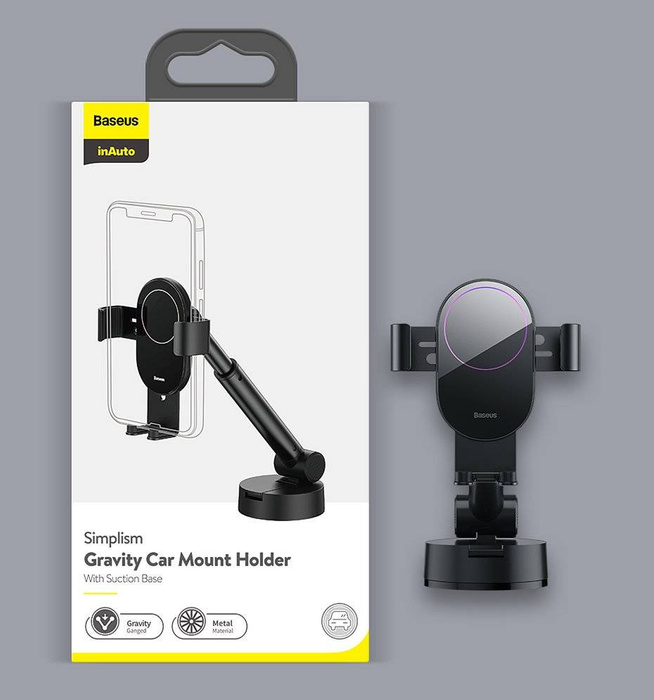 [PO ZWROCIE] Baseus teleskopowy grawitacyjny uchwyt samochodowy na szybę deskę rozdzielczą czarny (SUYL-JY01)