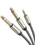 Kabel UGREEN TRS 3.5 mm Do 2X TS 6.35 mm AV126 5m Szary