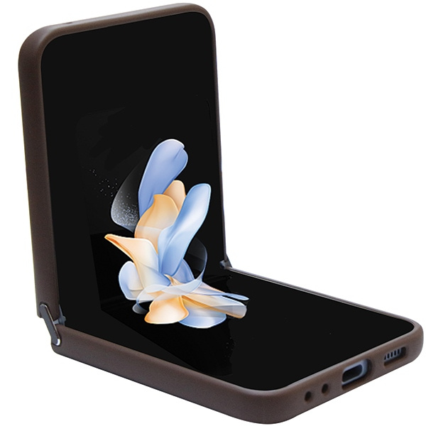 Etui Guess GUHCZF5P4TDPW F731 Galaxy Z Flip5 brązowy/brown hardcase Leather 4G Triangle Strass Case