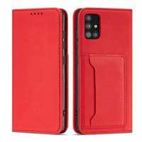 Magnet Card Case etui do Xiaomi Redmi Note 11 pokrowiec portfel na karty kartę podstawka czerwony
