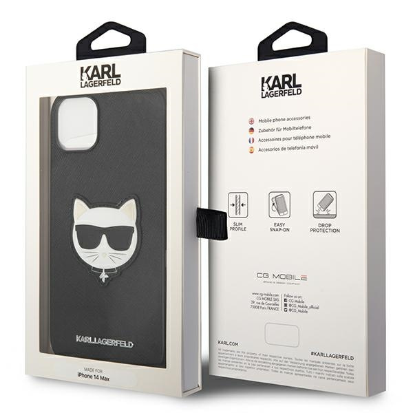 Etui KARL LAGERFELD Apple iPhone 14 Plus Saffiano Choupette Head Patch Czarny Hardcase