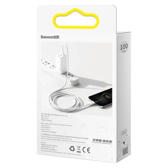 Kabel Baseus Superior USB-A / micro USB 2A 1m - biały
