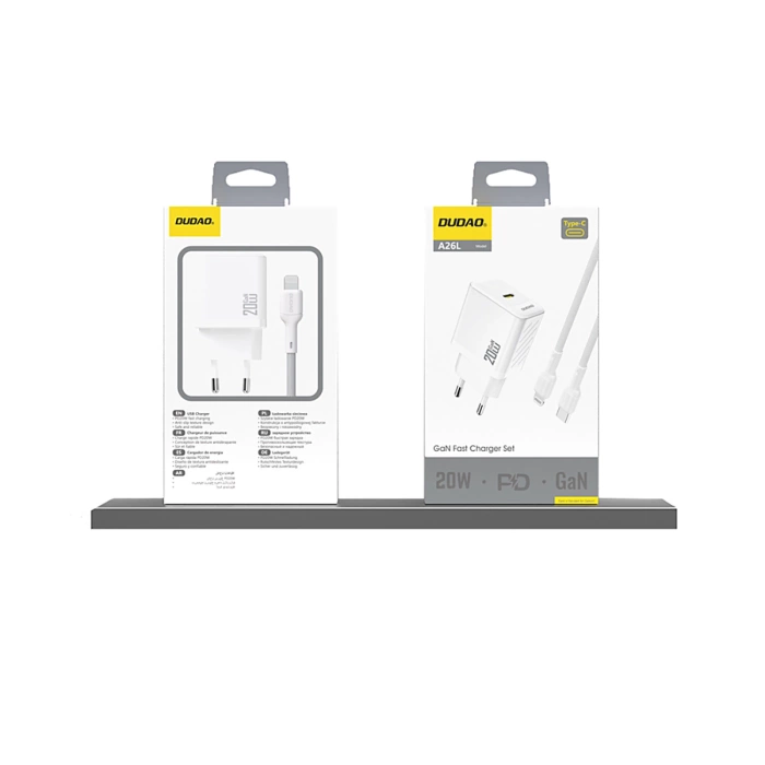 Ładowarka Dudao A26 PD20W GaN USB-C - biała
