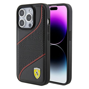 Etui Ferrari FEHCP15LPWAK iPhone 15 Pro 6.1" czarny/black hardcase Perforated Waves Metal Logo Case