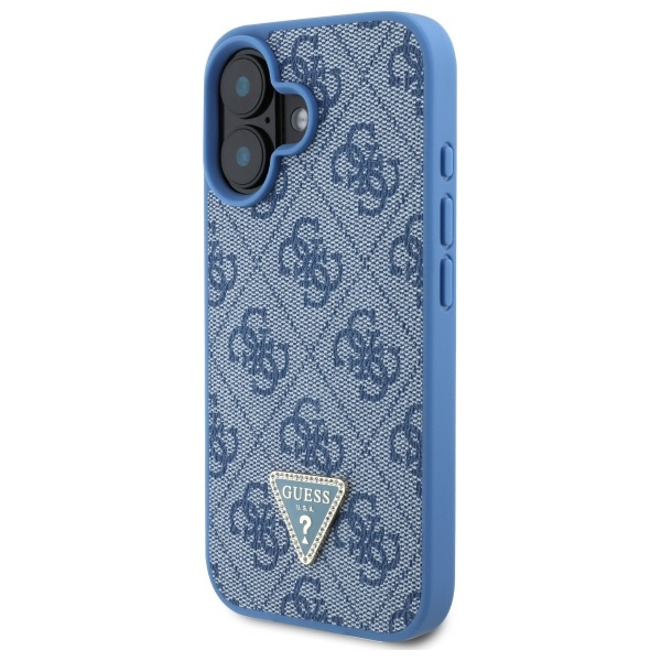 Etui Guess iPhone 16 6.1" niebieski/blue hardcase Leather Metal Logo Strass Crossbody