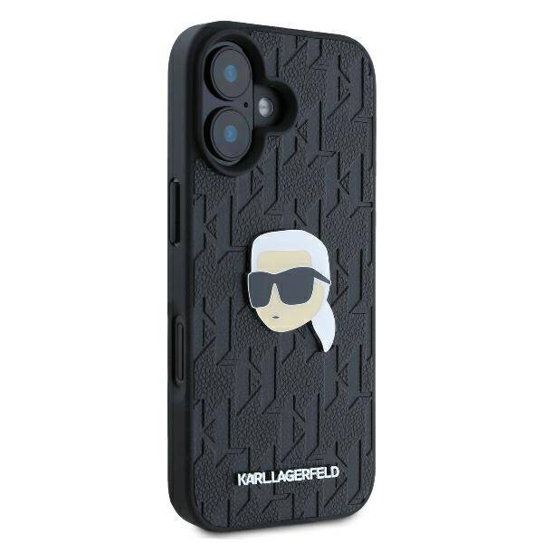 Etui Karl Lagerfeld iPhone 16 6.1" czarny/black hardcase Monogram Karl Head Pin
