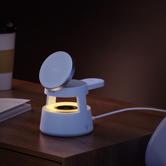 Ładowarka indukcyjna Duzzona W23 5w1 z głośnikiem Bluetooth i podświetleniem zgodna z MagSafe 15W czarna