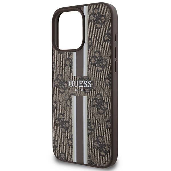 Etui Guess iPhone 16 Pro Max brązowy/brown MagSafe 4G Printed Stripes