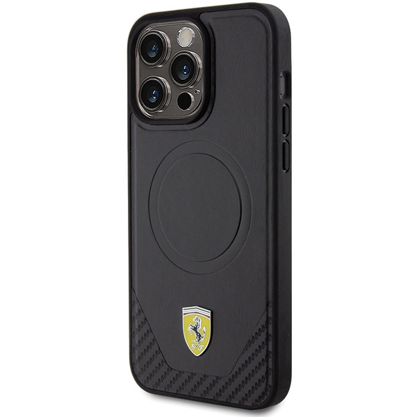 Etui Ferrari FEHMP15XPTEK iPhone 15 Pro Max 6.7" czarny/black hardcase Carbon Metal Logo MagSafe Case