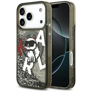 Etui Karl Lagerfeld Liquid Glitter       Choupette Logo MagSafe do iPhone 17 Pro czarny